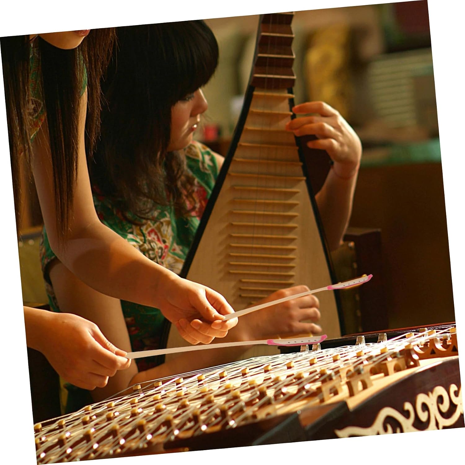 TOYANDONA 2pcs Yangqin Hammer Sticks Ergonomic Design Green Pattern Dulcimer Accessories for Practice and Performance Suitable for Models