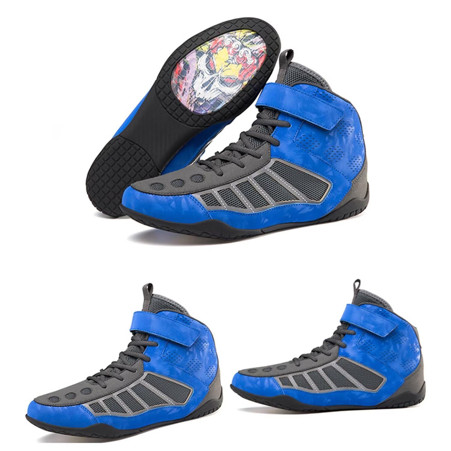 Scarpe da boxe per uomo e donna - Allenamento completo, Sanda, scarpe da lotta con suola in gomma per arti marziali da combattimento