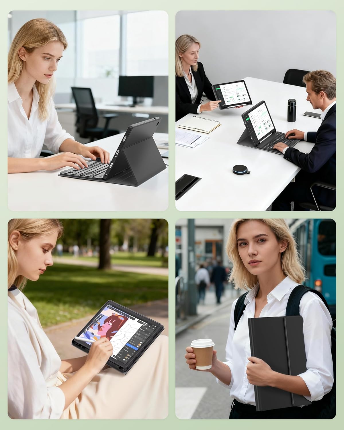 for Samsung Galaxy Tab A9/A11 Plus Case with Keyboard, for A9+ 2023/ A11+ 2025 11 Inch Tablet Case with Detachable Wireless Keyboard, Multi-Angle Stand Folio Cover with S Pen Holder, Black