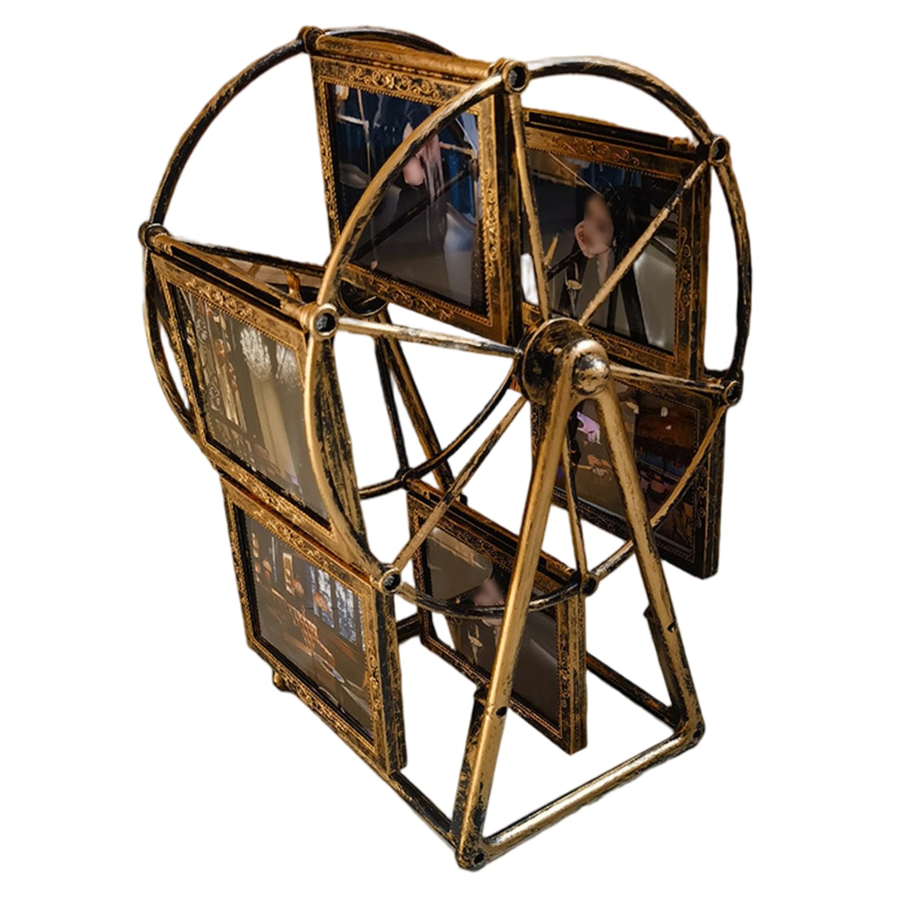 Rotating Picture Frame 5 inch Vintage Ferris Wheel Photo Frame for 6 Photos Baby Growth Memorial Home Bedroom Decor