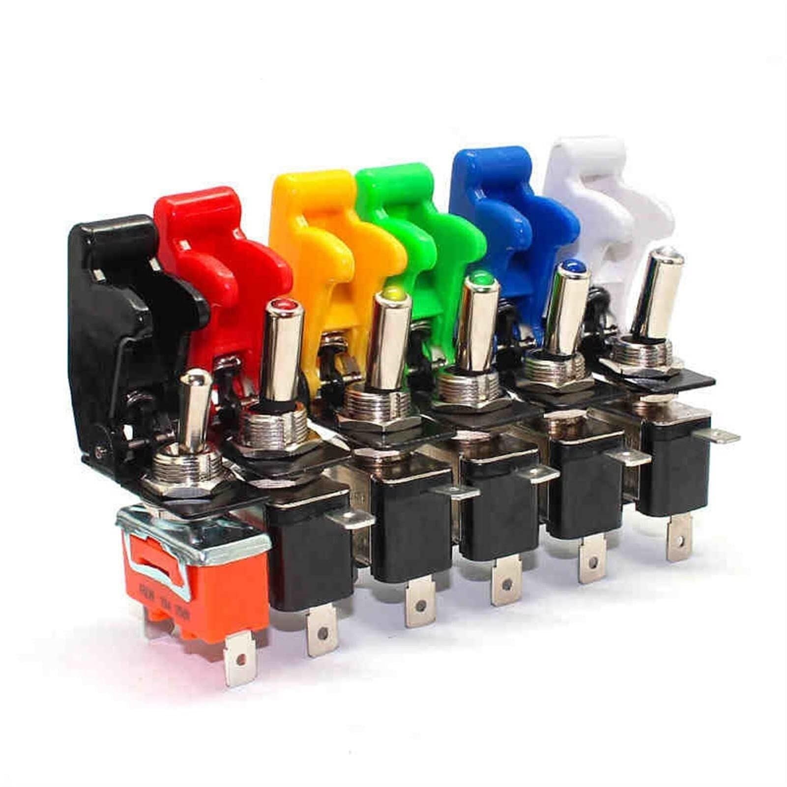 Kippschalter, 5 Stück, Auto, Auto, Boot, LKW, beleuchtete LED mit Schutzebene, hochklappbare Schutzabdeckung, 12 V, 20 A(8)