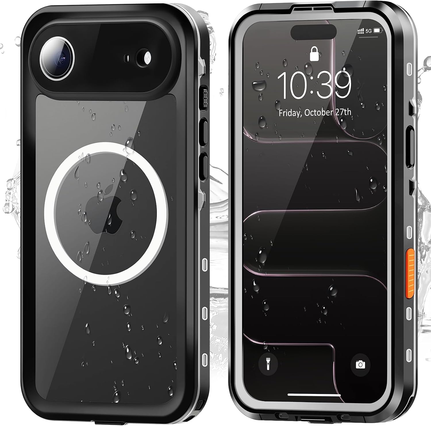Hertekdo iPhone 17 Air Waterproof Case,IP68 Waterproof Case for iPhone 17 Air Underwater Full Sealed Cover, Impact Resistant TPU Case with Kickstand, Built-in Clear Screen Protector