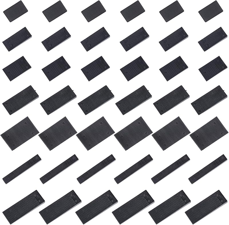 42-Pack Black Plastic Furniture Shims in 7 Sizes for Leveling - Heavy-Duty Wedges for Toilets, Doors, Windows, Sheds, and Tables - Easy to Snap and Cut-to-Fit