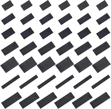 42-Pack Black Plastic Furniture Shims in 7 Sizes for Leveling - Heavy-Duty Wedges for Toilets, Doors, Windows, Sheds, and Tables - Easy to Snap and Cut-to-Fit