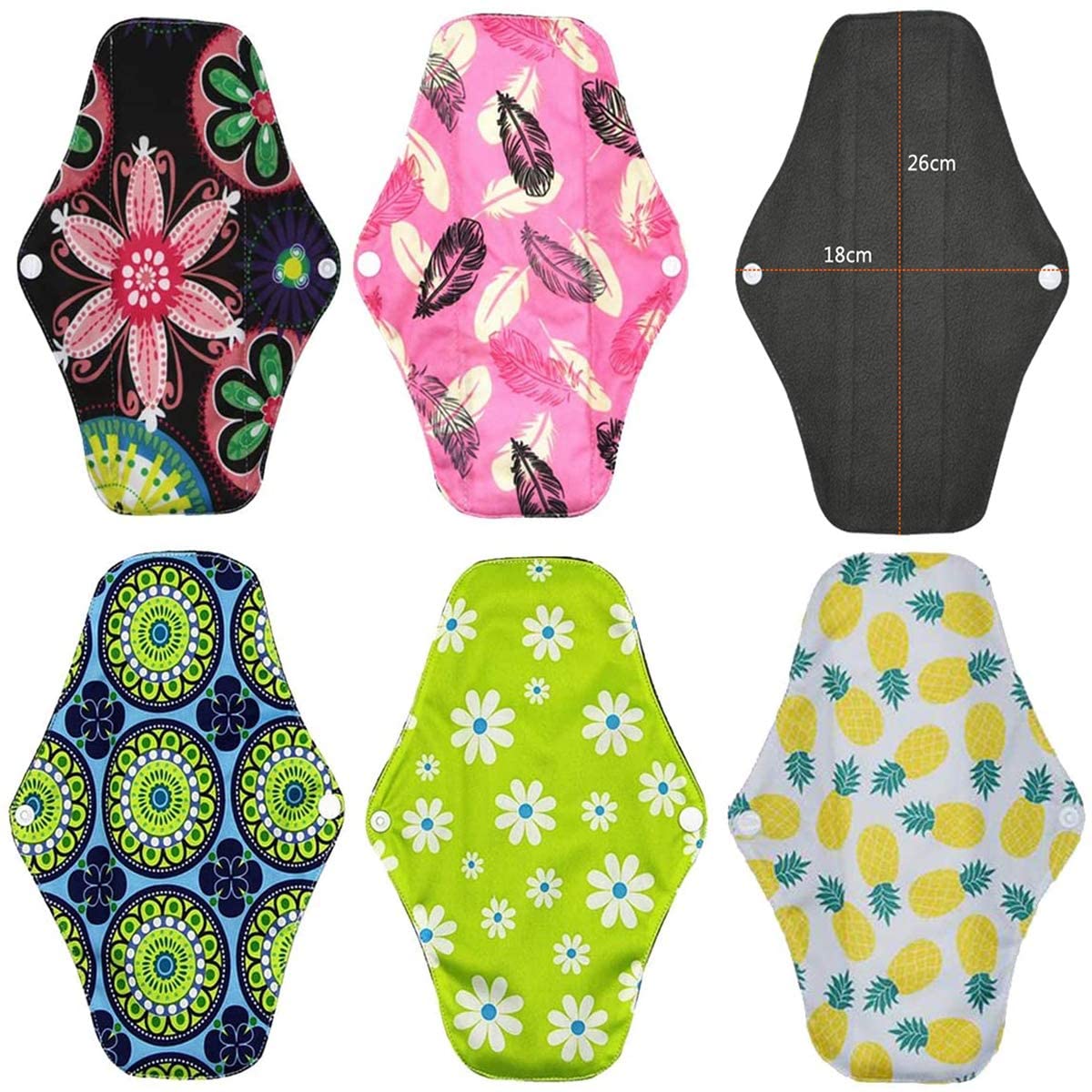 Lot de 11 Serviettes Hygiéniques Lavables Réutilisables (S+M+L) - Jour/Nuit pour Tous Flux (Léger à Intense) - Absorption Maximale Anti-Fuites, avec Sac Imperméable