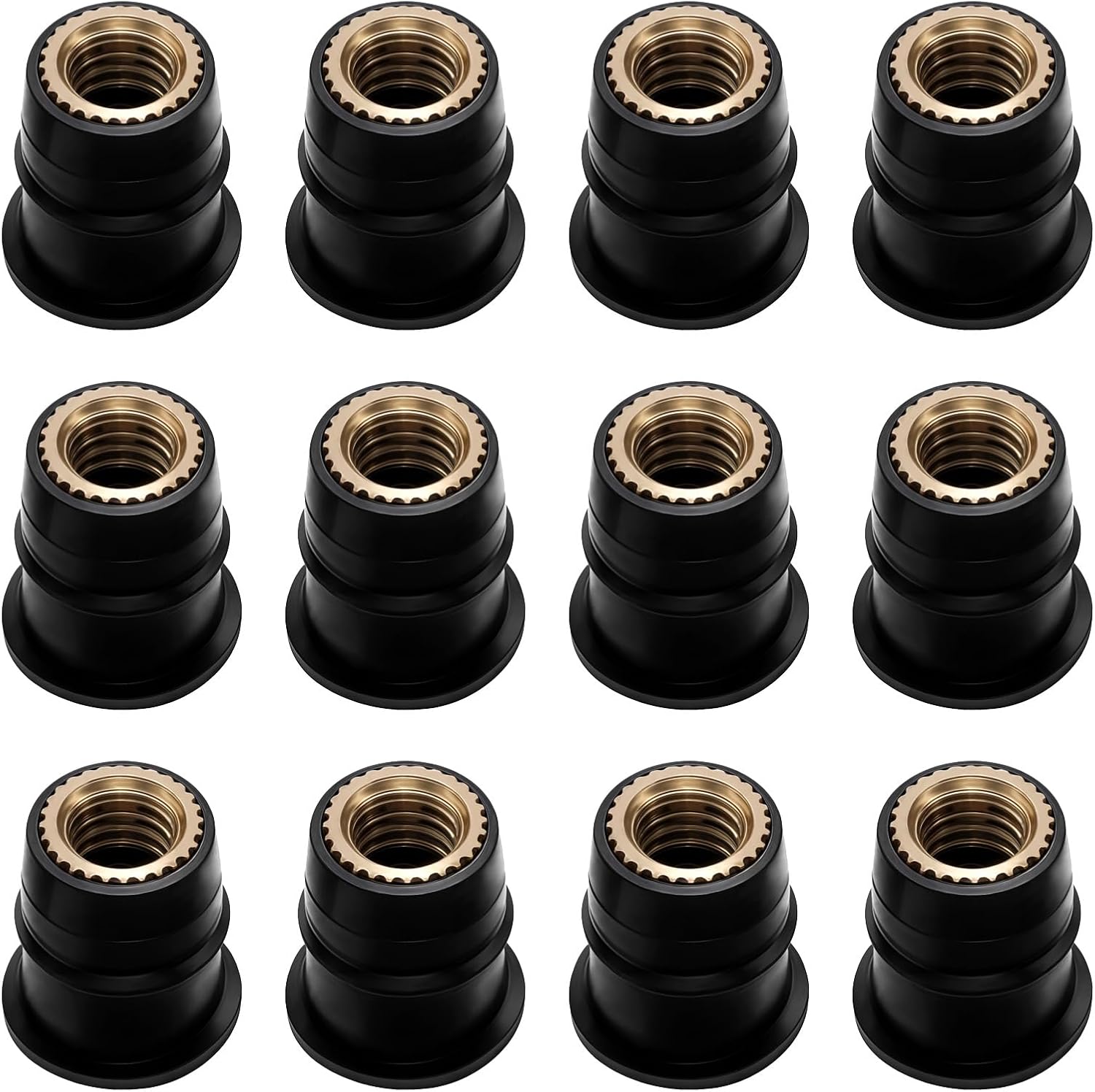 12Pcs M6 Rubber Well Nuts Neoprene Expansion Brass Nuts Rubber and Steel Parts Windscreen Nuts Fairing Fasteners Windshield Motorcycle Accessories for Canoe, Boat, Kayak