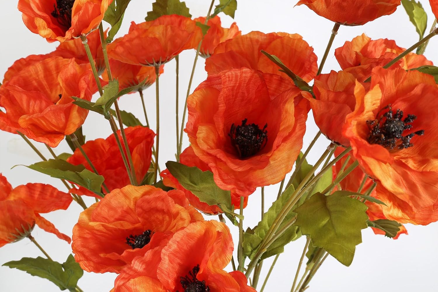 30 Heads 6 PCS Orange Poppy Flowers Artificial Flowers Silk Flowers 32 in Poppy Flowers for Wedding Home Party Table Centerpiece Arrangement Decoration (Orange) - Image 2
