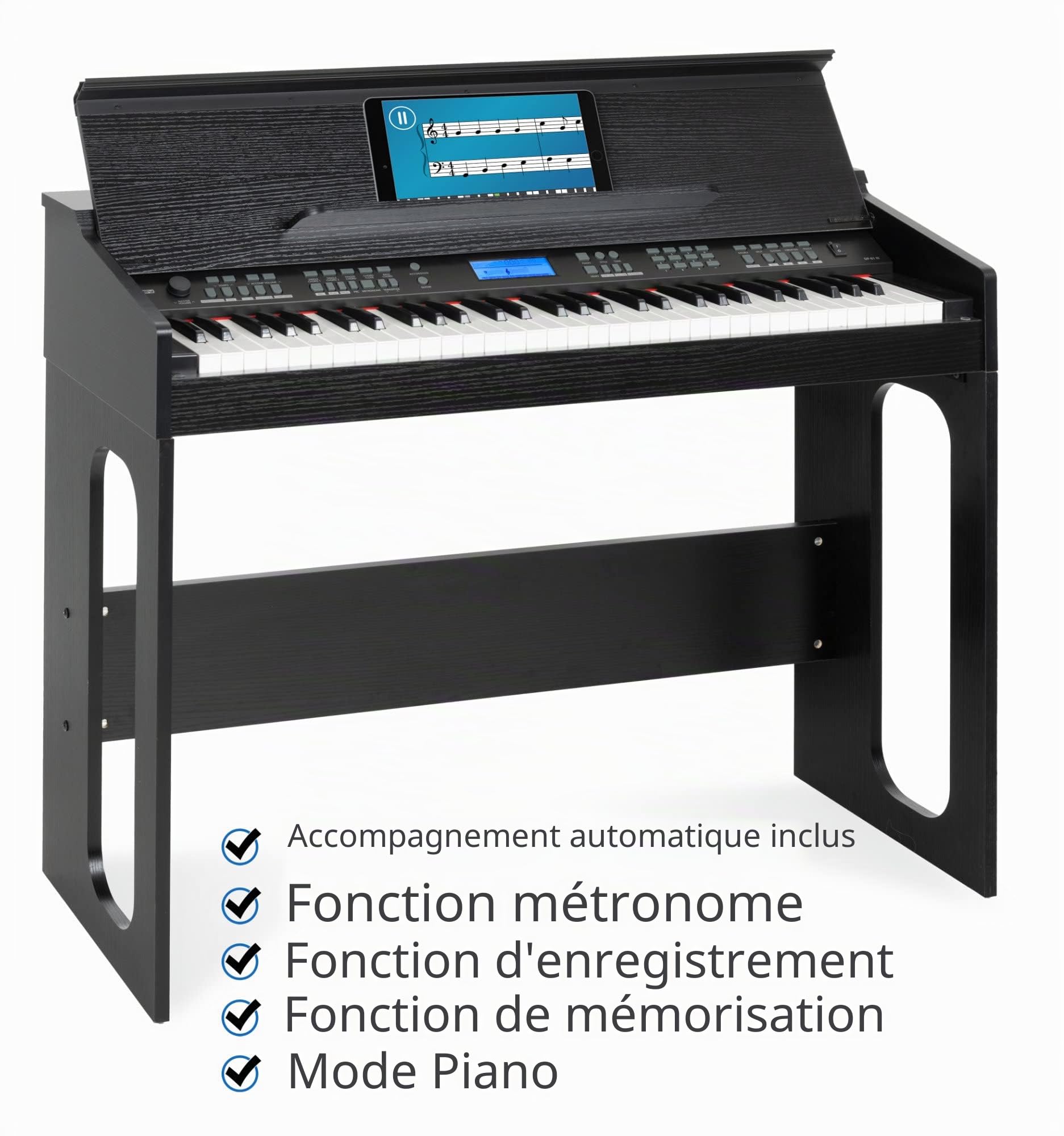 Clavier FunKey DP-61 III avec 61 Touches Design Piano Numérique Set | Clavier compact au design piano numérique, 61 touches sensibles à la vélocité, 300 sons, Polyphonie 32 notes, 5 cm, Poids: 18
