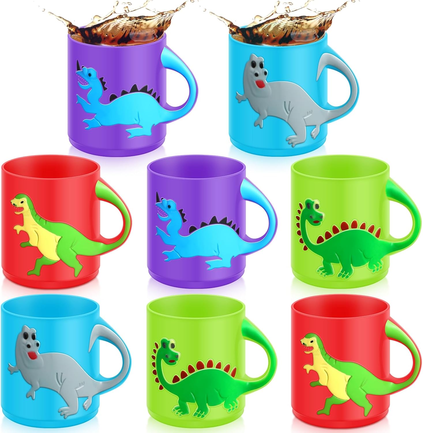 Tessco 8 Pcs Dinosaur Mug Dino Cups for Kids Plastic Mug