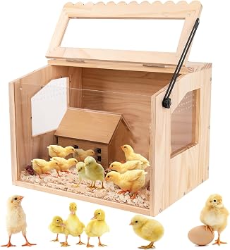 Chick Brooder Box,Small Brooder Box for Chicks,16" Lx12 W x 12" H, 5-8 Chicks, Chicken coop,Quail cage,Quail coop,Measures Approximately.