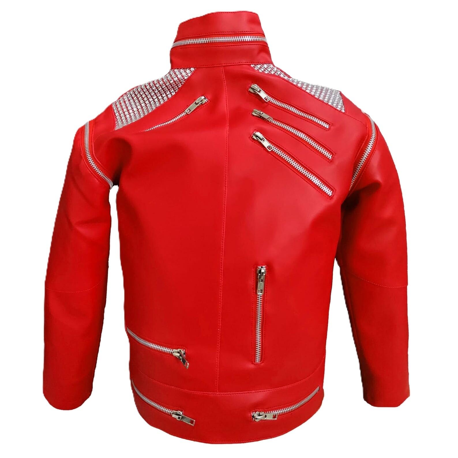Veste en cuir pour homme style années 80 Rouge et noir