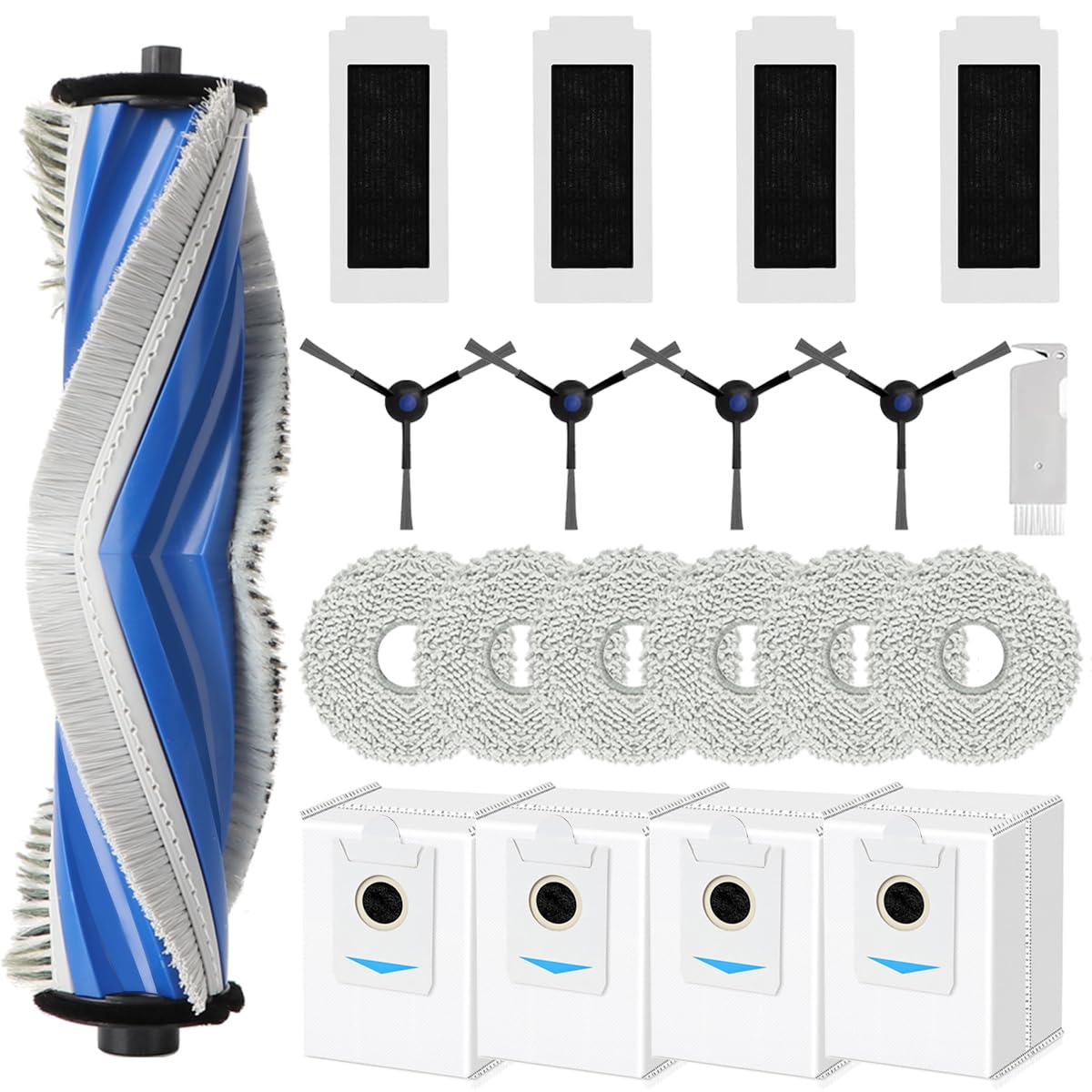 Accessori di Ricambio per ECOVACS DEEBOT T30S/ T30S PRO Aspirapolvere Robot, Kit con 1 Spazzola Principale, 4 HEPA Filtri, 6 Panni, 4 Sacchetti Polvere, 4 Spazzole Laterali