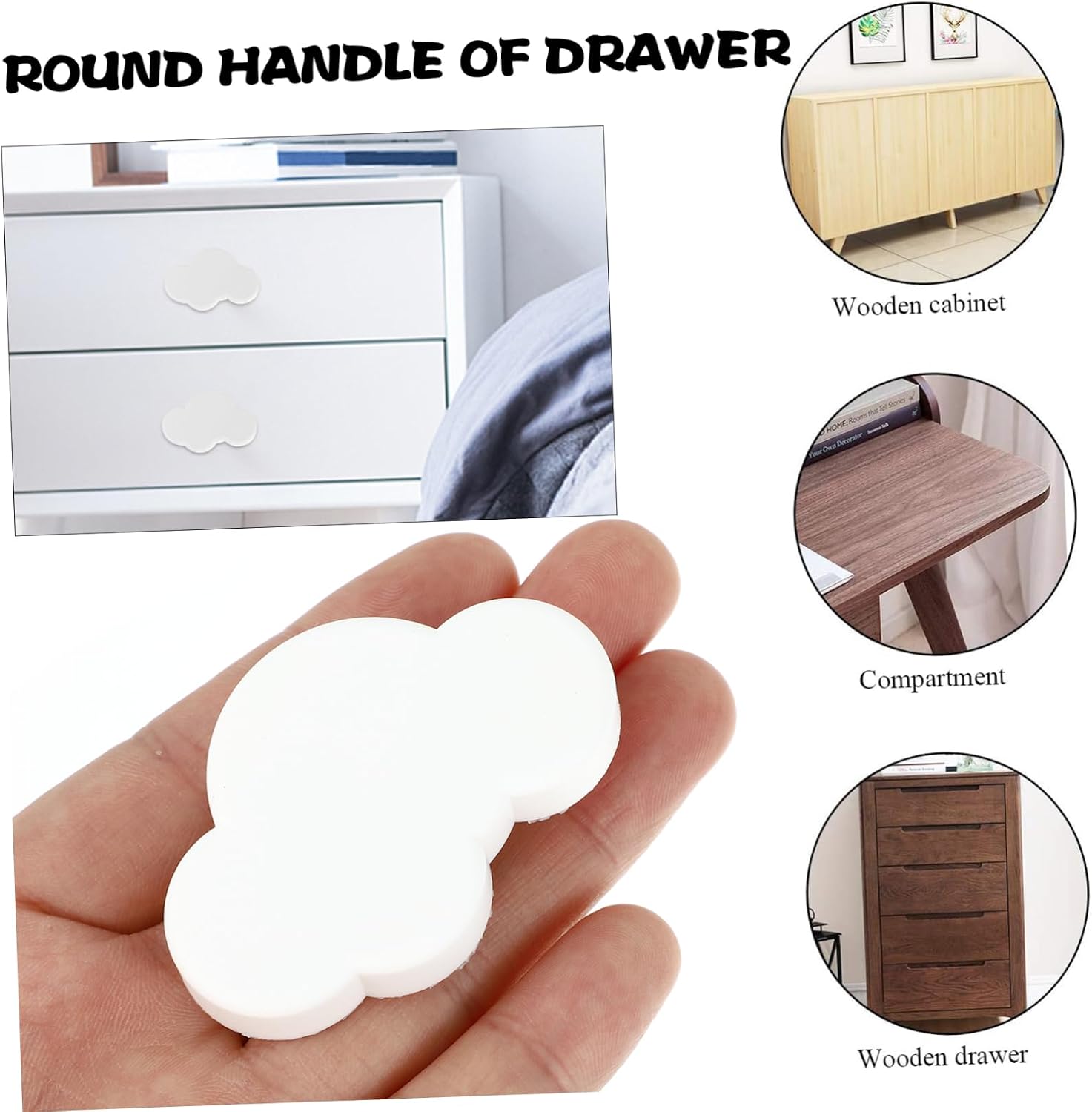 Cloud-Shaped Soft Rubber Cabinet Handle Set 6pcs Cute Drawer Pulls for Kids Furniture Adorable Replacement Handles for Nursery and Closet