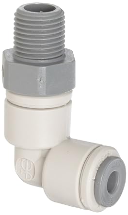 John Guest Acetal Copolymer Tube Fitting, Swivel Elbow, 5/32" Tube OD x 1/8" NPTF Male Pack of 10