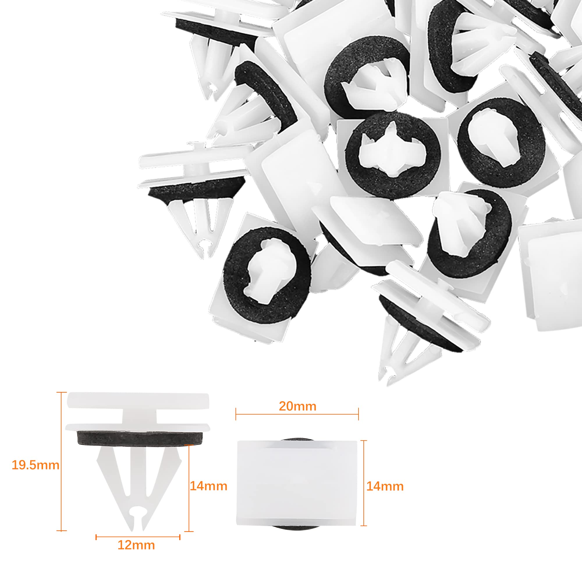 Uxcell 30pcs Plastic Rivet Fastener Clips - White Bumper Clips For Ford Edge, Escape, F-150, Mustang