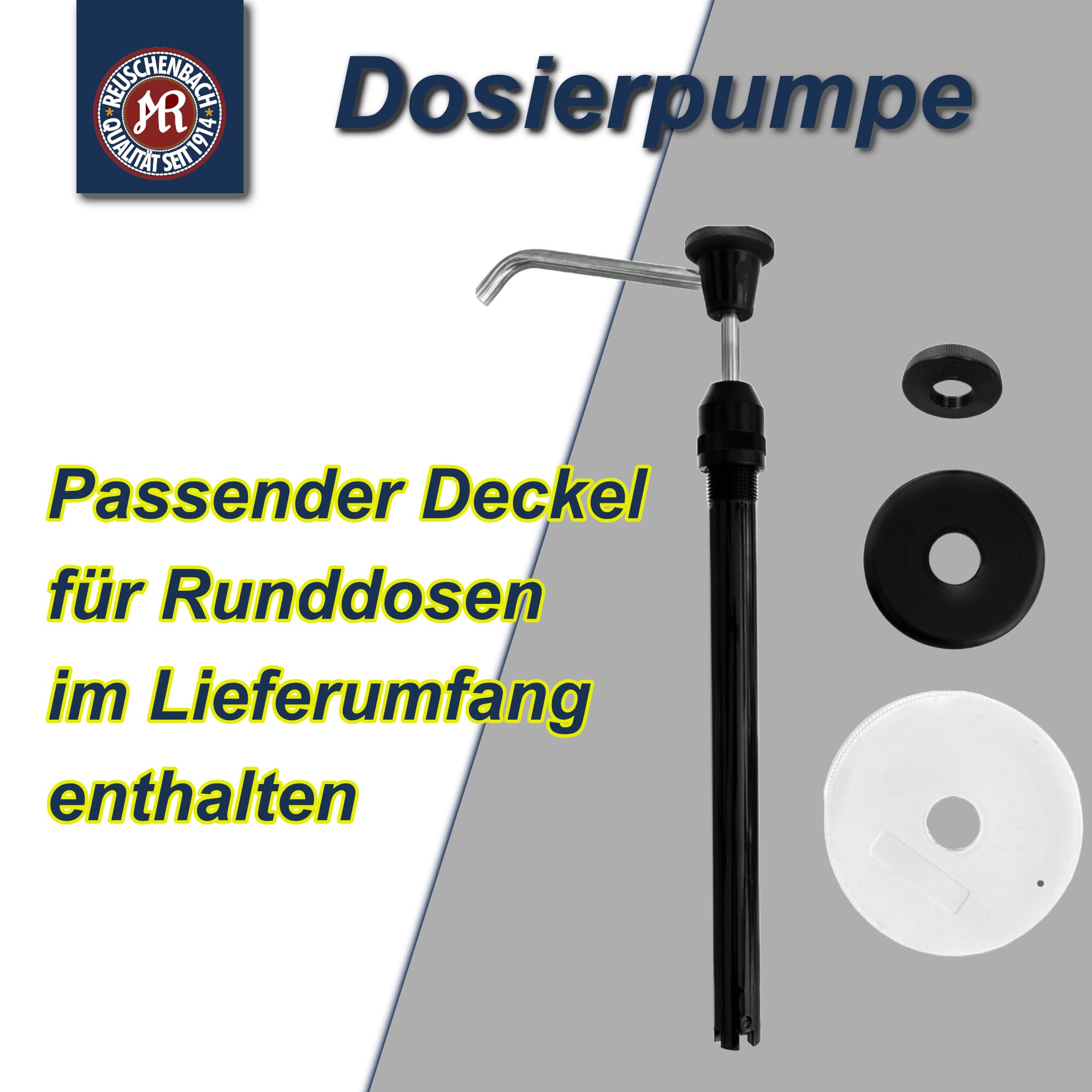 Dosierpumpe für 3 Liter Rundbehälter, Spenderpumpe Metall für Handreinger