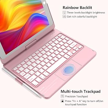 KBCASE Touchpad Keyboard Case for iPad 9th/8th/7th Gen, Rose Gold