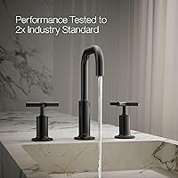 Vista 12 de Kohler K-14410-4-BGD Purist - Grifo para lavabo de baño con manijas de palanca baja y boquilla baja, K-14406-3-BL