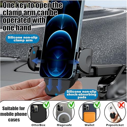 Miniatura 6 de Soporte de teléfono para automóvil, soporte de succión 3 en 1 para tablero, ventilación de aire, parabrisas, soporte ajustable de manos libres para