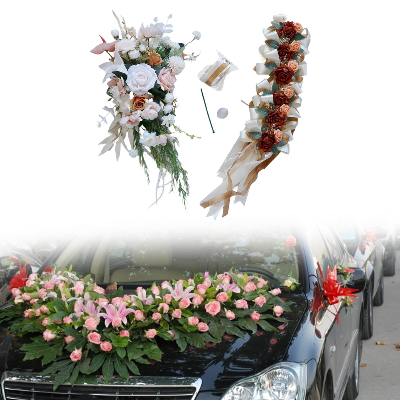 Hochzeit Auto Dekoration Set Künstliche Blumen Realistische DIY Elegante Ornament und Simulation Blumen für Events Festival