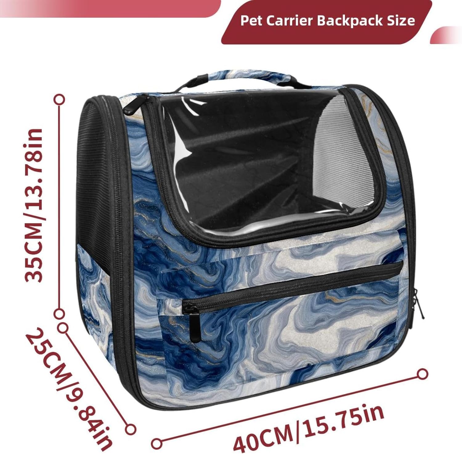 Marble Pattern (2) Pet Cat Backpack Carrier for Kitty Small Dog, Ventilated Pet Carrier Bag for Car, Walking, Hiking, Outdoors