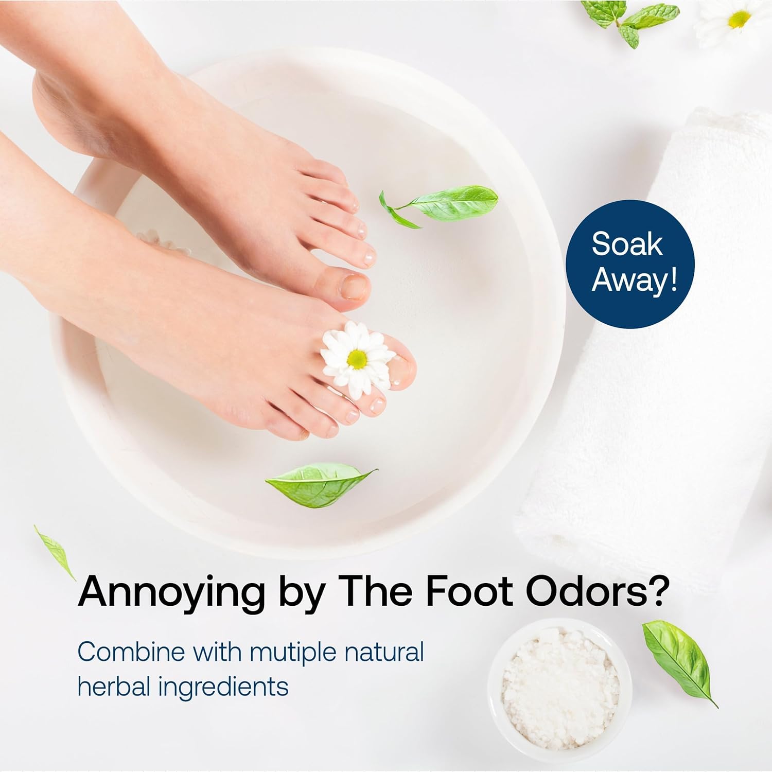 16oz Tea Tree Oil Foot Soak with Epsom Salt - For Stinky Feet, Softens Calluses, Cracked Heel Care, Toenail Repair - Epsom Salts for Soaking, Pedicure Foot Spa for Women, Men - Image 4