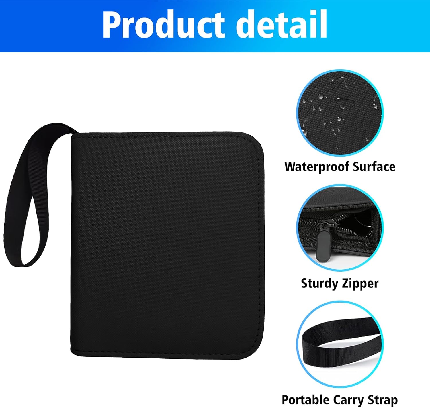 Mini Trading Card Binder for 80+ Cards - Lightweight Portable Top Loading Album with Secure Pockets for TCG, MTG, Baseball, Football, Sports & Game Cards (Black)