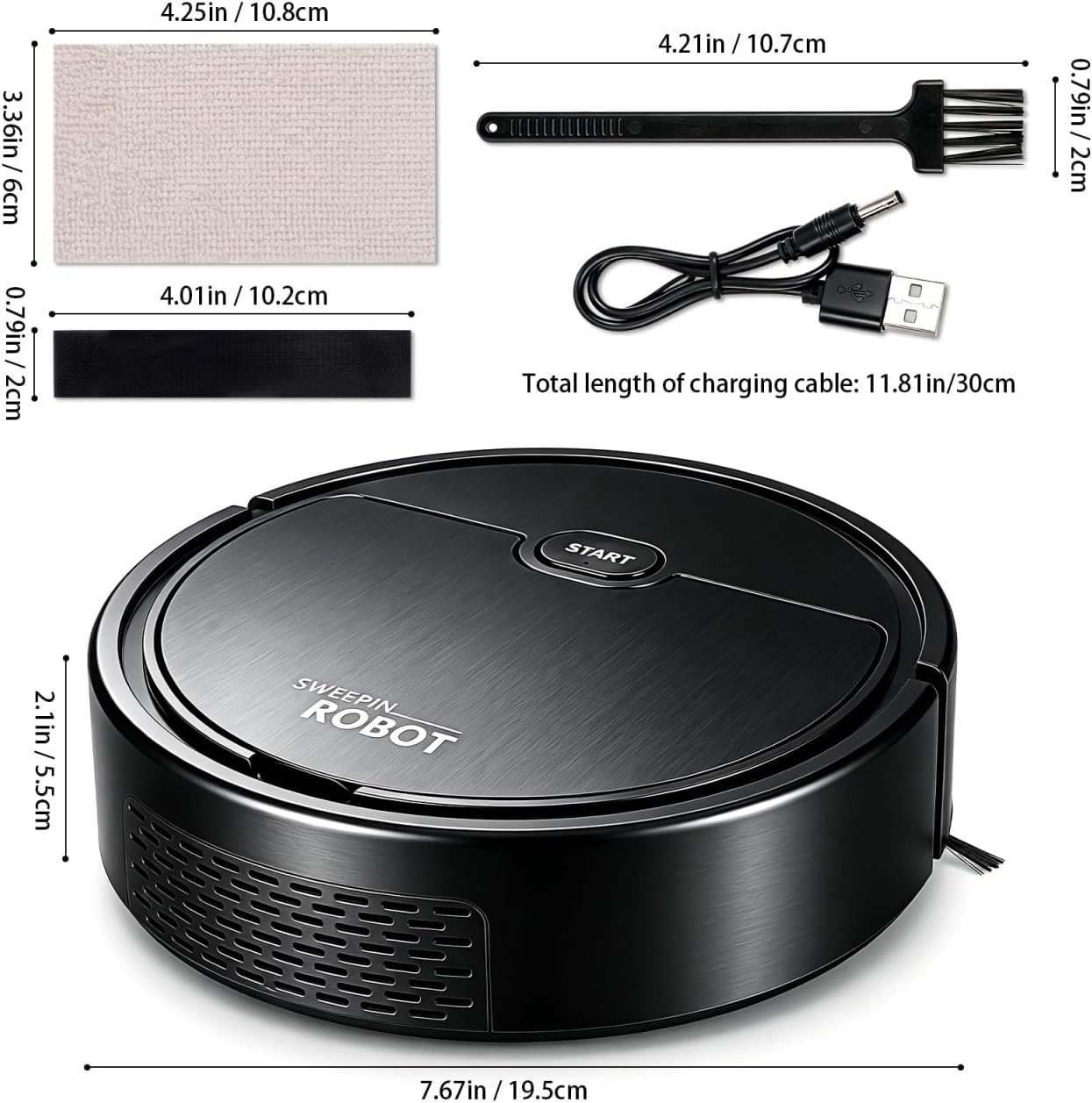 Robotic Vacuum Cleaner Dual-use for Dry Wet Floors Small for Reach Areas High Suction