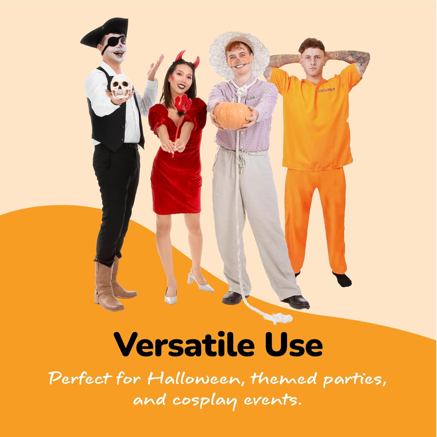 ArtCreativity Orange Prisoner Costume with 6 Outlaw Sleeve Tattoos for Men - Size Medium - Adults Jailbird Inmate Criminal Short-Sleeve Shirt and Pants for Halloween, Role Play, Theme Parties - Image 6