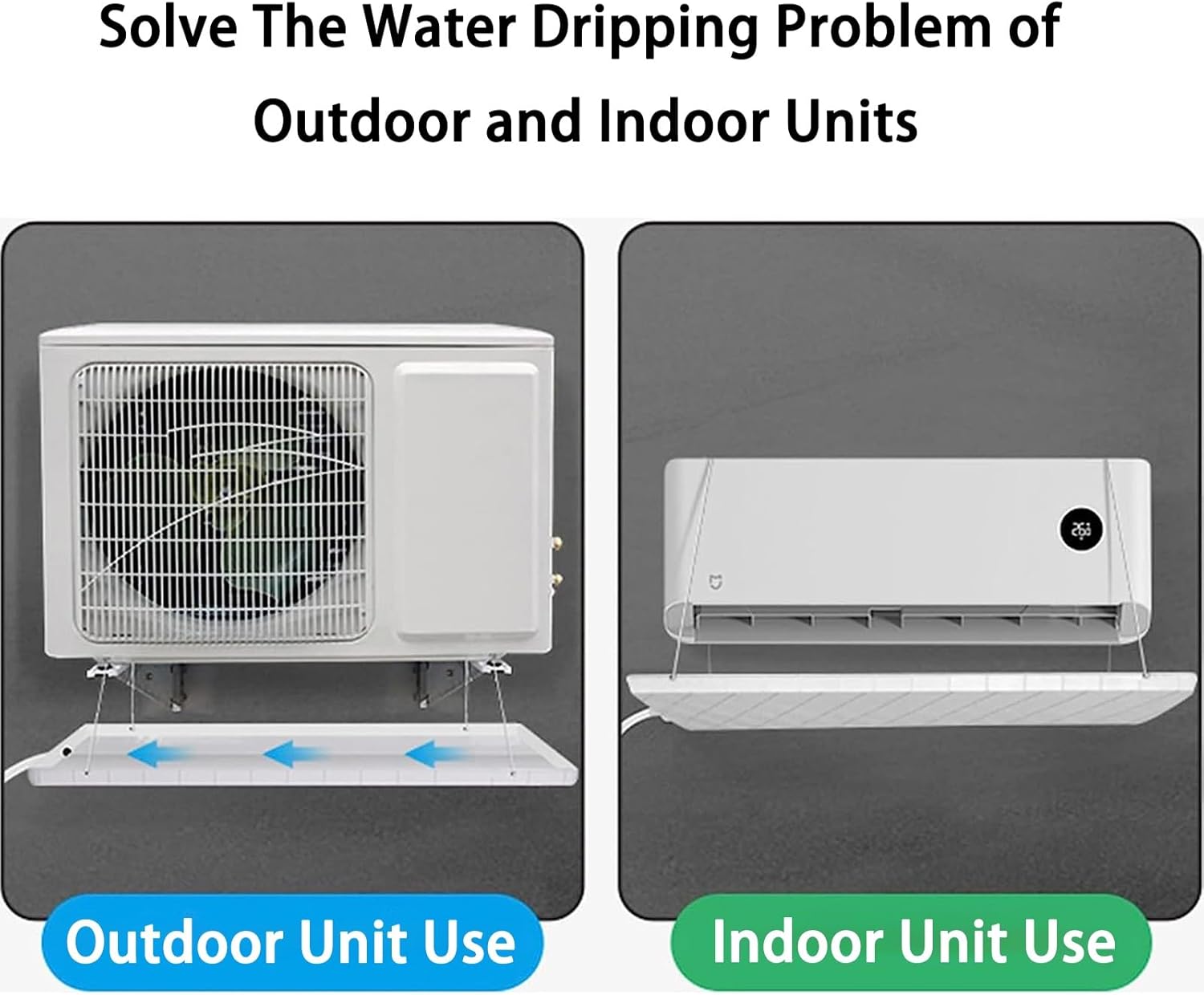 Portable Air Conditioner Drip Pan & Drain Hose Kit, 1-5 Tons, Plastic Condensate Catchment Trough for Indoor/Outdoor Use, Essential AC Accessories, FZZWFFAAN-1TO2TONS-2M