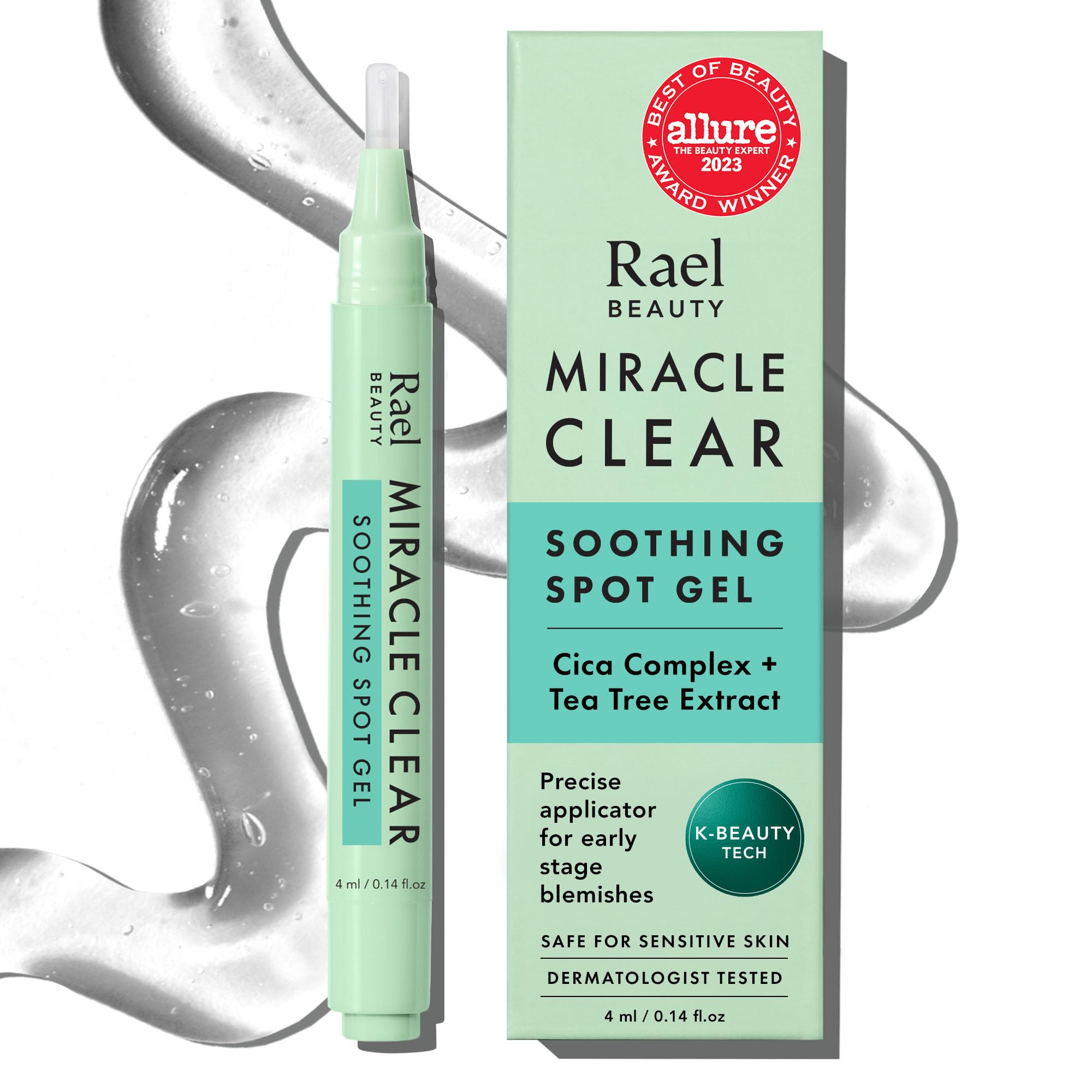 Miracle Clear Soothing Spot Gel Pen - Korean Skincare, with Tea Tree, Centella, Succinic Acid, For Early Stage Acne Pimples Spot Treatment, Vegan, Cruelty Free (4 ml)