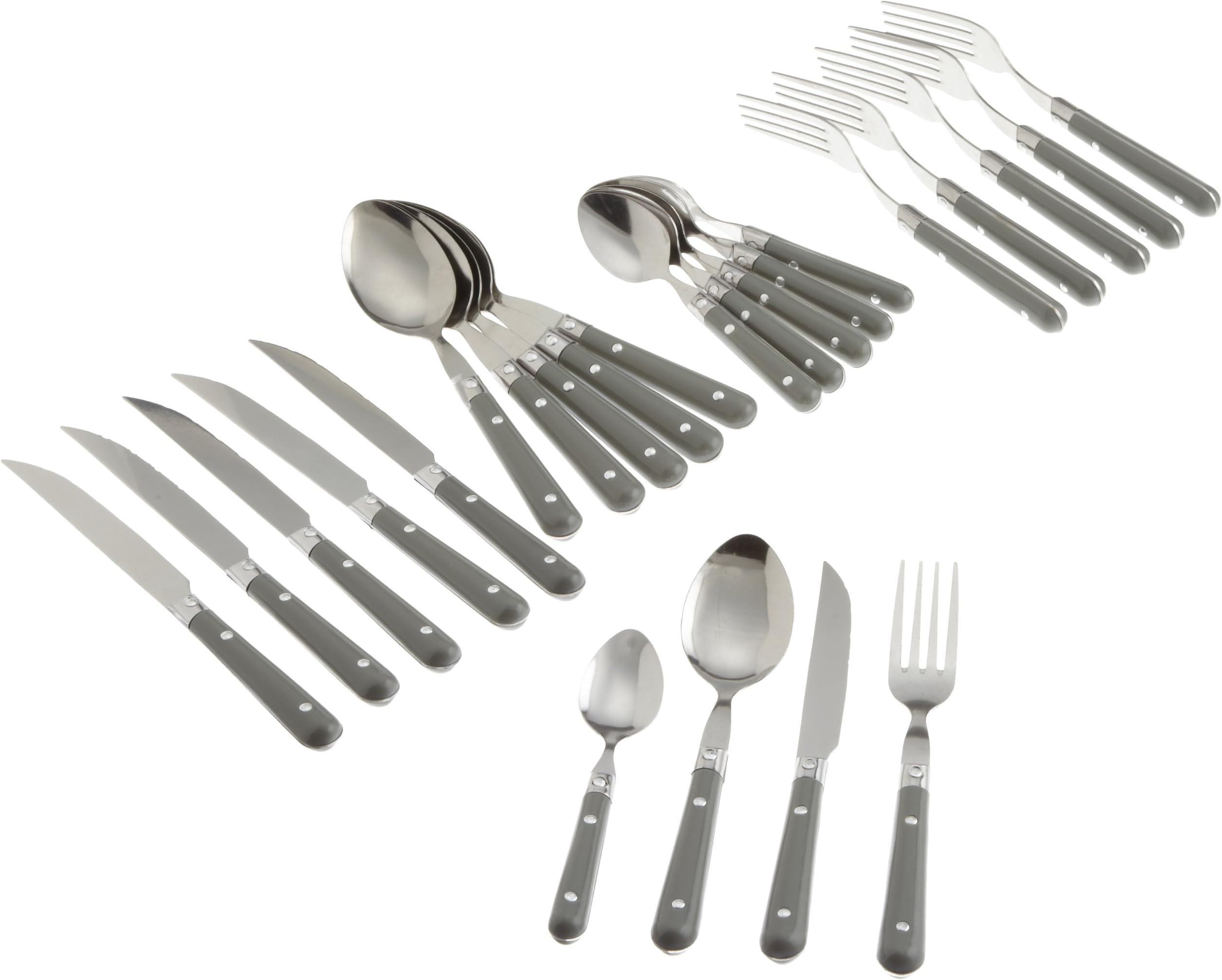 LeBrun 24-Piece Bistro Cutlery Set, Gray