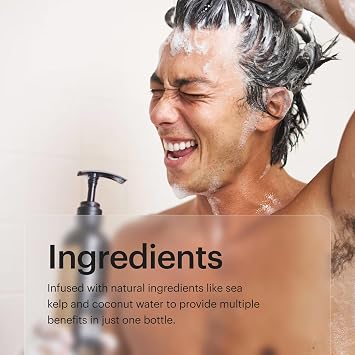 MANSCAPED 2 In 1 Shampoo & Conditioner, UltraPremium Formula Infused with Sea Kelp, Coconut Water, Aloe for Nourishing and Hydrating Hair (16 oz Aluminum Bottle)