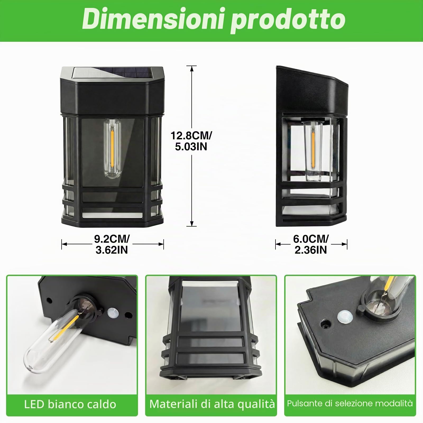 nipify 6 Pezzi Applique Solare da Esterno, Luce Solare Led Esterno IP65 Impermeabile Luci da Esterno Giardino per Recinzione da Giardino Patio Cancello Decorazione Cortile (Bianco Caldo)