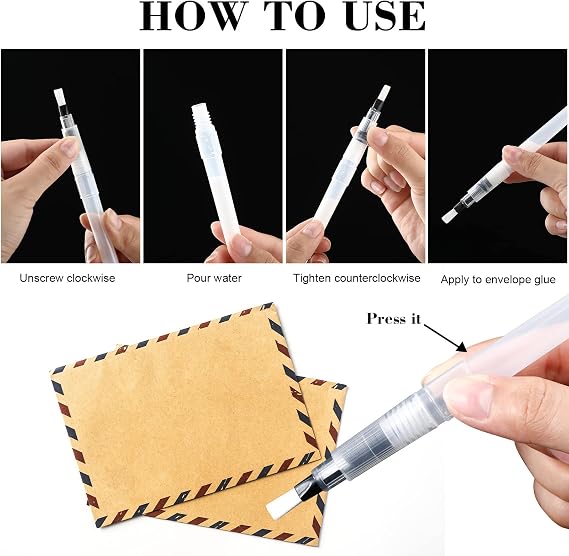 Breling 4 Pcs Envelope Sealer Moistener, Nylon Brush Stamp Licker, Clear