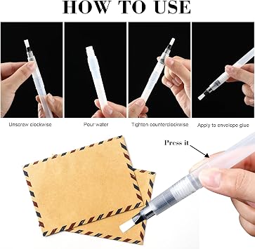 Breling 4 Pcs Envelope Sealer Moistener, Nylon Brush Stamp Licker, Clear