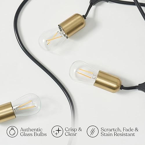 Miniatura 3 de Brightech Cadena de luces LED brillantes – Luces de patio de grado comercial de 48 pies con hermosos detalles de latón – Cadena de luces
