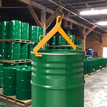 55 Gallon Vertical Drum Clamp, 1100 lb Lifter for Steel and Plastic Drums