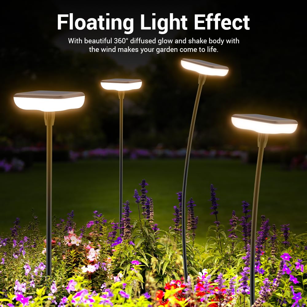 Lampy solarne ogrodowe LED, 4 sztuki, na zewnątrz, ciepła biel, 1000 mAh, super jasne, 34 lumeny, wodoodporność IP65, na zewnątrz, podwórko, do ziemi, na trawnik, dekoracja podjazdu