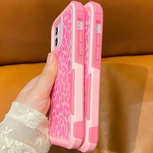 Miniatura 10 de Funda para iPhone 15 Pro Max con estampado de leopardo rosa, resistente y resistente, protección de cuerpo completo, a prueba de golpes, para