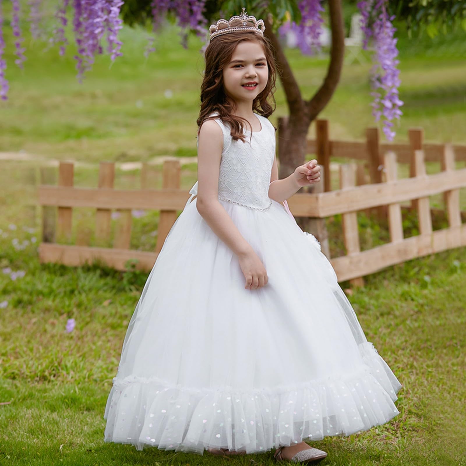 Vestido de princesa para niñas, fiesta de cumpleaños, boda, vestido largo de tul, vestido formal de noche, dama de honor, concurso, vestido de vacaciones para niña