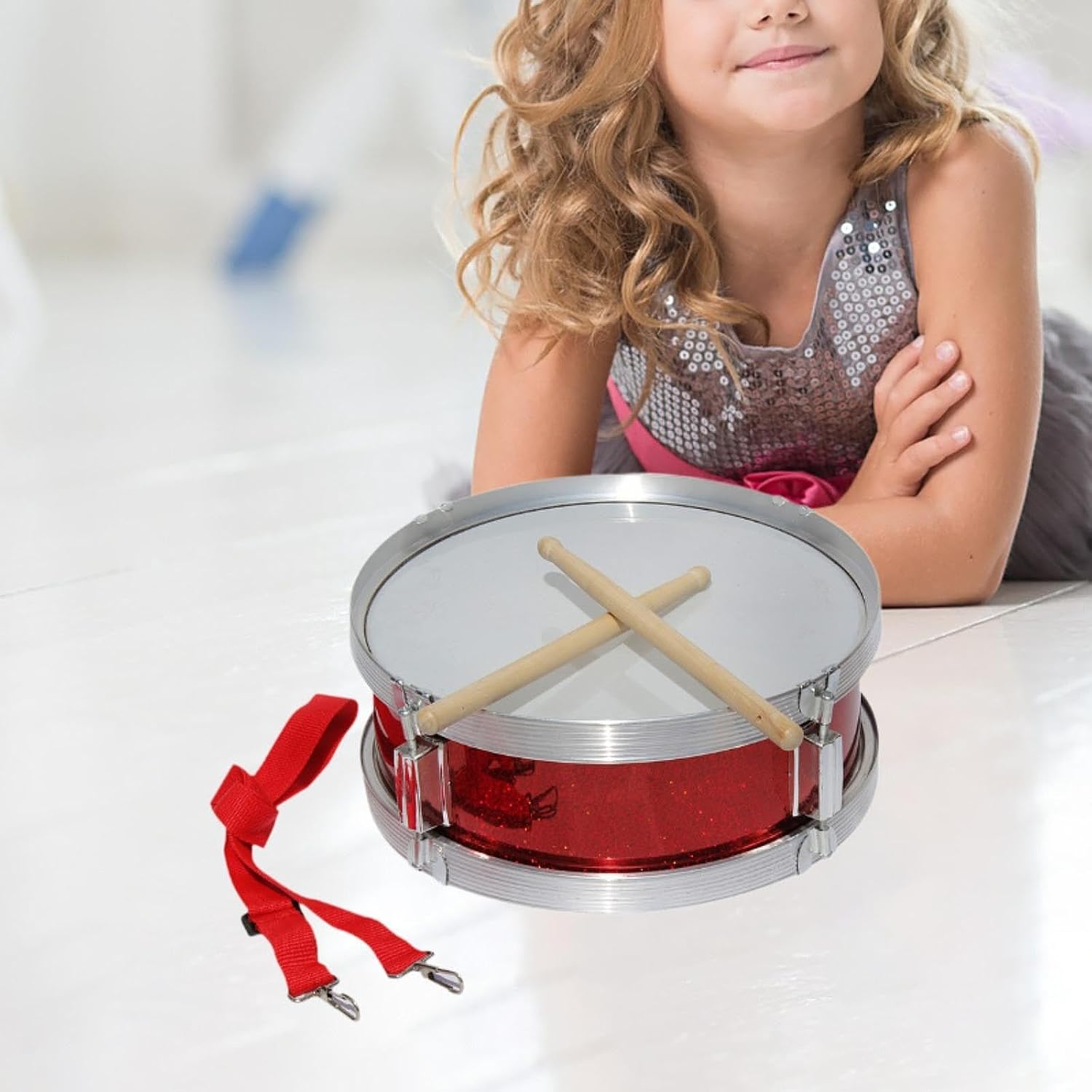 11inch Snare Drum with Adjustable Strap Lightweight Music Drum for Boys Girl