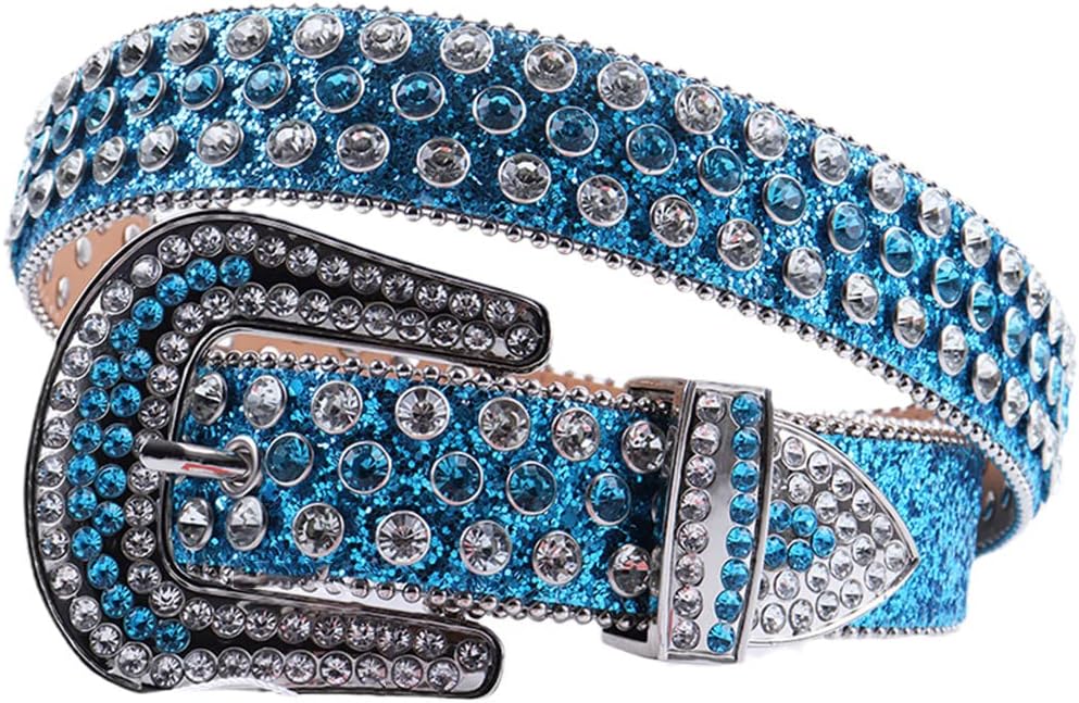 Western Cowgirl Cowboy Rhinestone Belt Luxury Designer Ladies Genuine PU Leather Belts Silver Buckle Belt