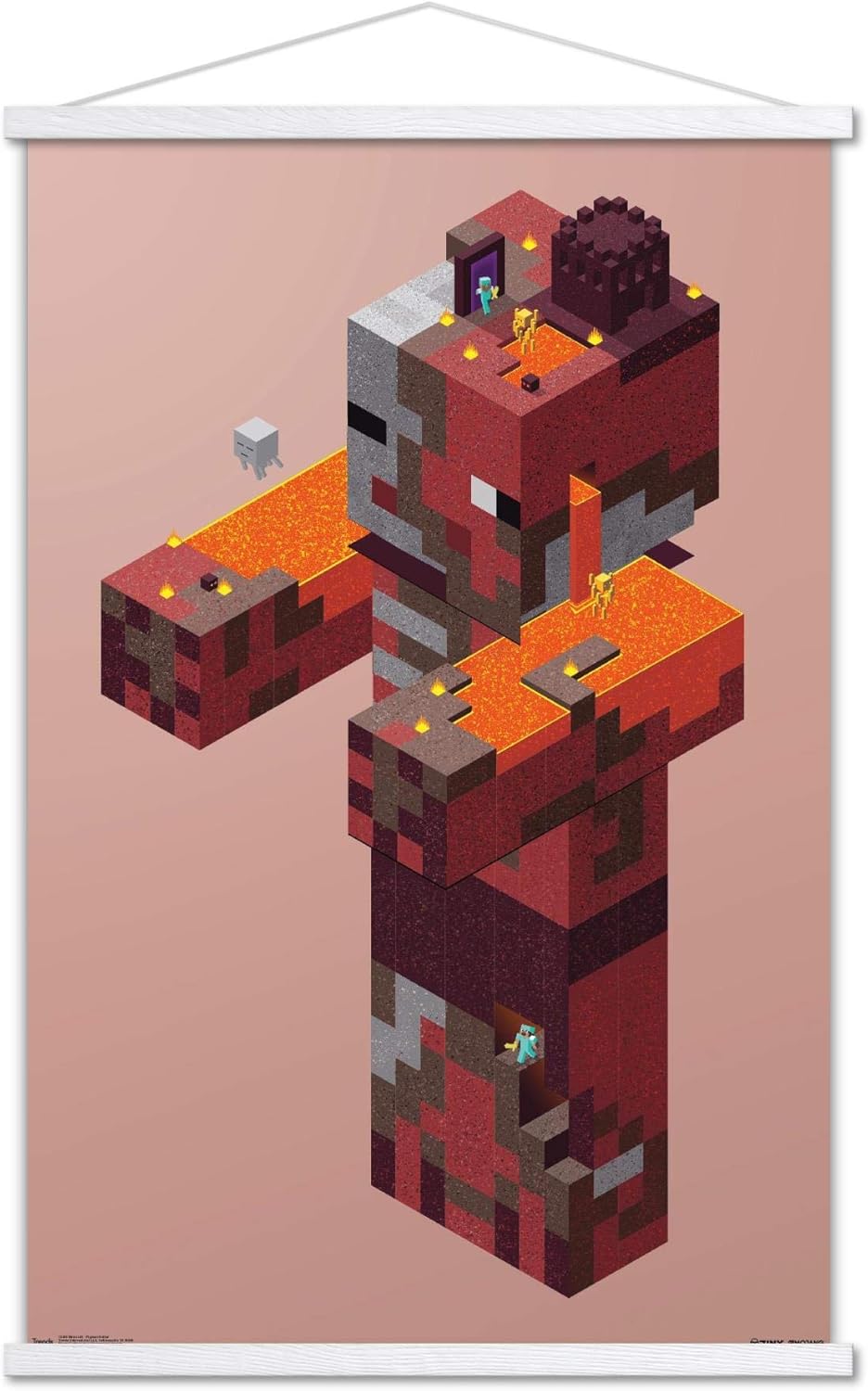 Trends International Minecraft - Pigman Nether Wall Poster, 22.375" x 34", Print and White Hanger Bundle