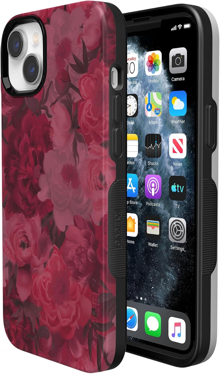Casely iPhone 14 Case | Romance Novel | Moody Floral | Bold Protective Design | Compatible with MagSafe