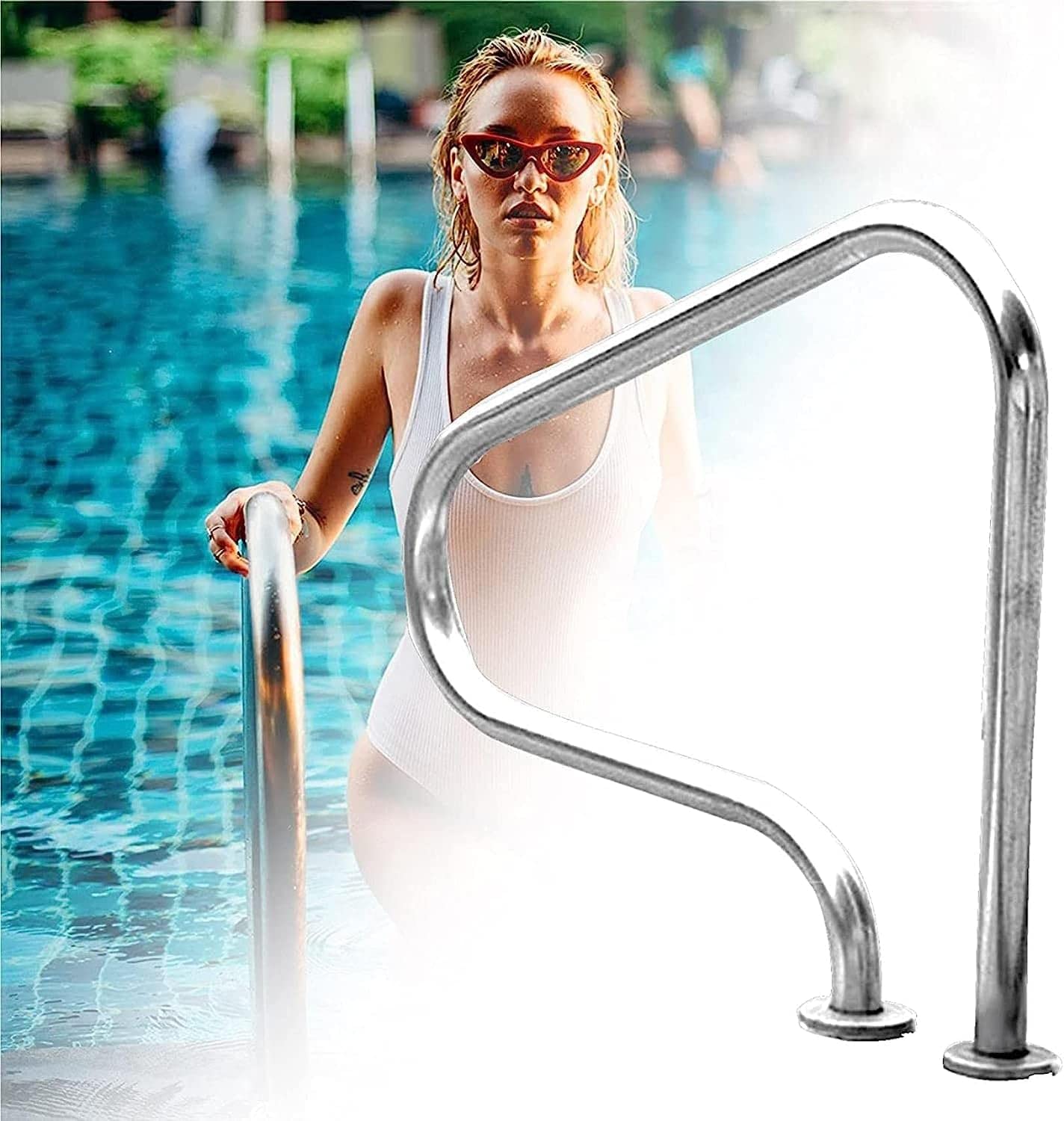 Main courante de piscine incurvée pour sécuriser l'accès au bassin intérieur et extérieur