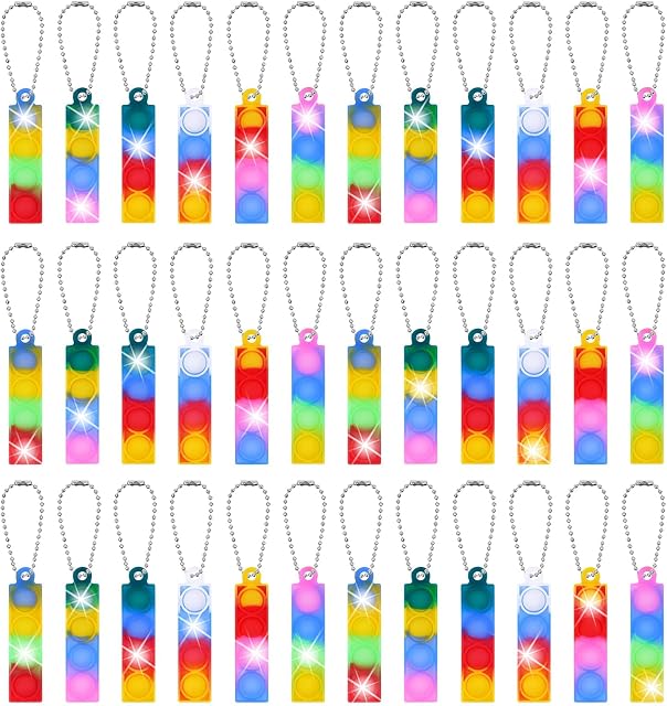 Ainiv 36 PCS Mini Fidget Pop Bubble Toys, Square Squeeze Toys with Keyring, Poppet Bubble Sensory Toys, Stress Anxiety Relief Toys Desk Toy Wrap for ADHD, Autism, for School Kids Office Adult