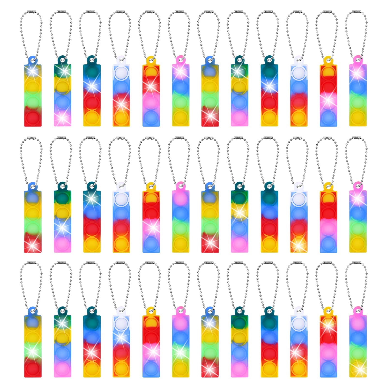 Ainiv 36PC Mini Pop Push It Fidget Toy Portachiavi,Colorato Silicone Spremere Pop Bubble Giocattoli Sensoriali Bulk,Poppet Bubble Giocattoli Antistress per Autismo Sollievo dallo Stress,Bambini Adulti