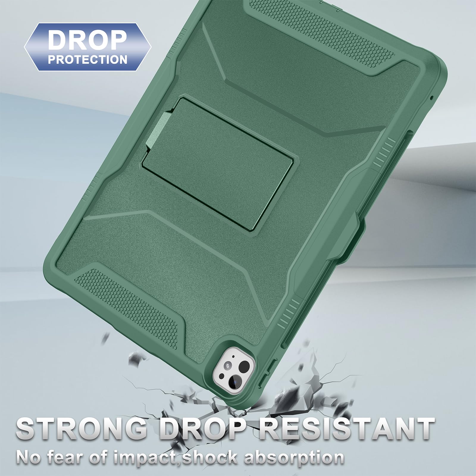 Soke Case For IPad Air 13 Inch M3/M2 (2025/2024),iPad Pro 13 Inch M4,iPad Pro 12.9(2022 2021 2020,6th/5th/4th Gen), Rugged Shockproof Protective Cover With Built-in Kickstand - Alpine Green - View #9