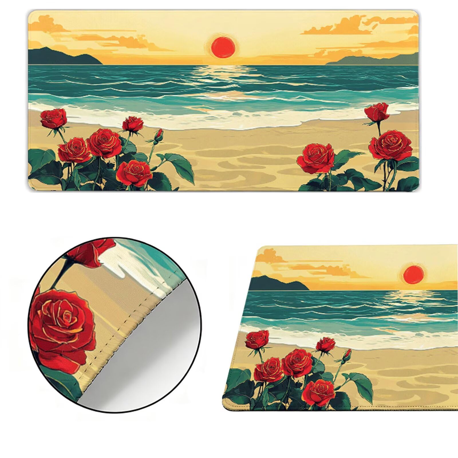 Podkładka pod mysz XXL 1200x600x3mm podkładka pod mysz różowa podkładka pod mysz zachód słońca poprawia precyzję i szybkość, wodoodporne antypoślizgowe, szyte krawędzie, akcesoria do gier, komputer